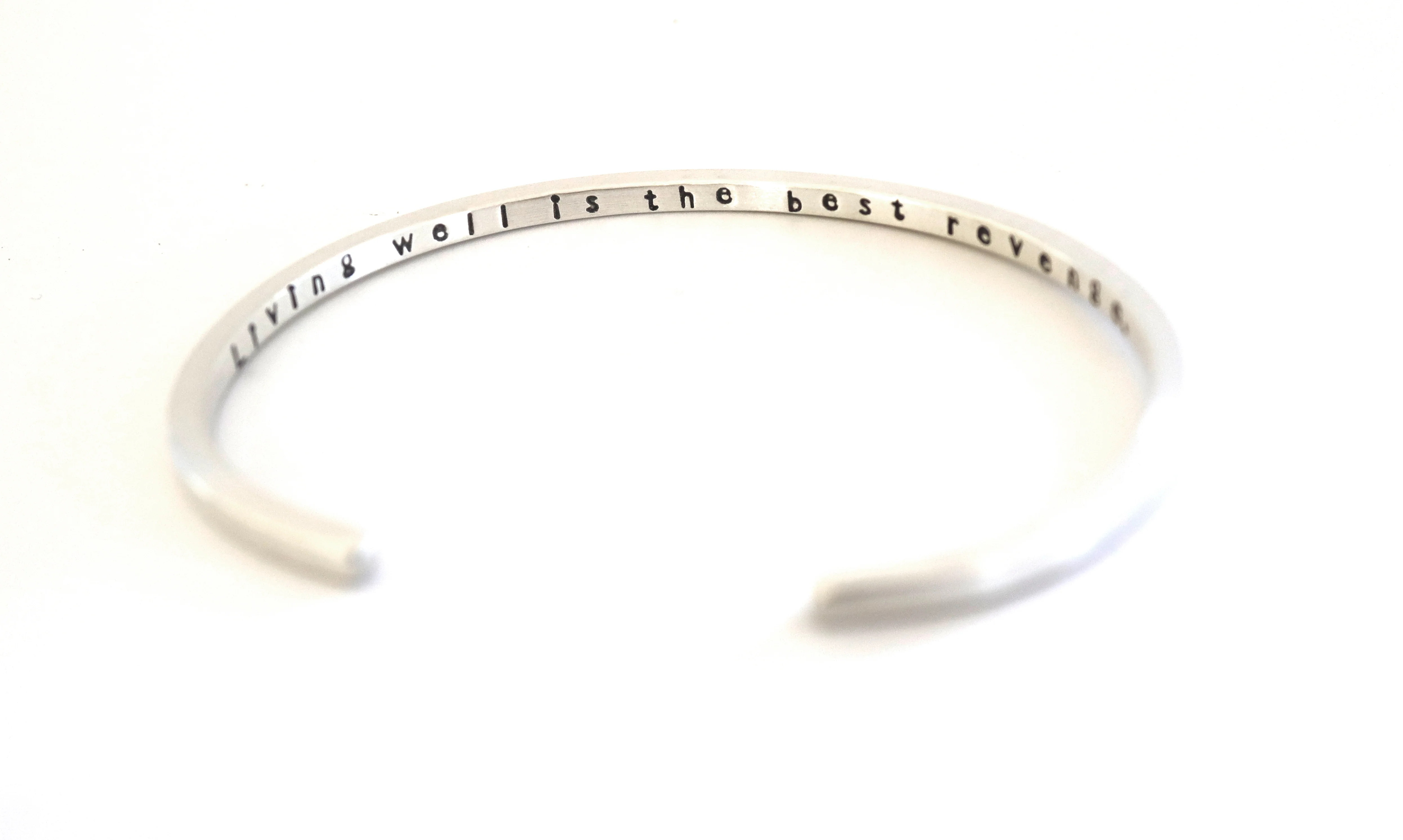 “Living Well Is the Best Revenge” Silver Bracelet - Image 3